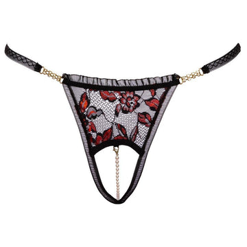 CROTCHLESS THONG WITH PEARL STRING - COTTELLI LINGERIE