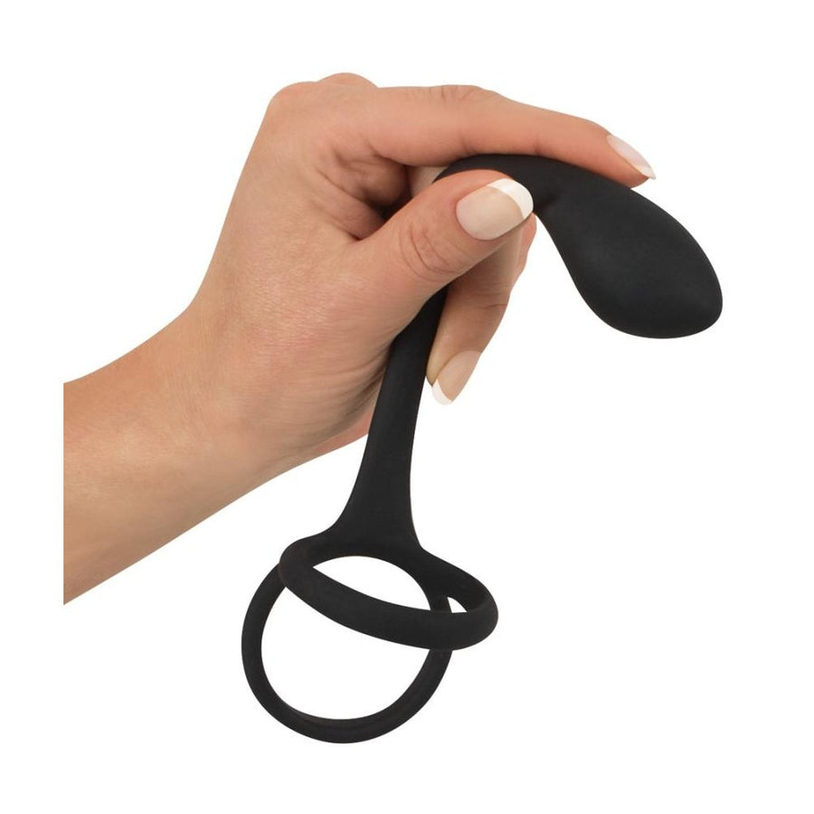 BLACK VELVETS COCK & BALL RING WITH BUTT PLUG