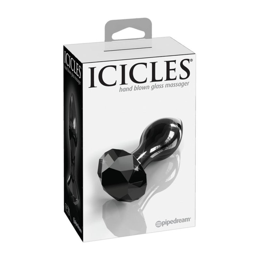 ICICLES HAND BLOWN GLASS MASSAGER - PLUG BLACK