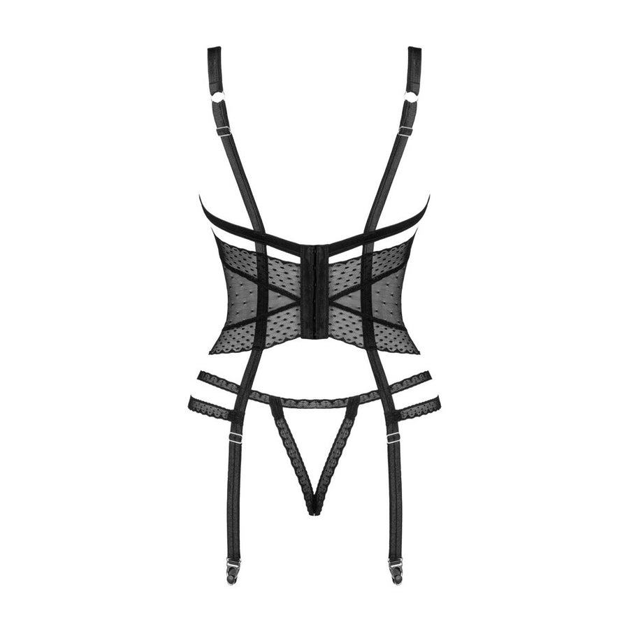 OBSESSIVE - LANELIA CORSET & CROTCHLESS THONG BLACK