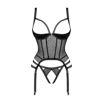OBSESSIVE - LANELIA CORSET & CROTCHLESS THONG BLACK