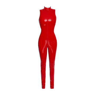 BLACK LEVEL VINYL JUMPSUIT RED