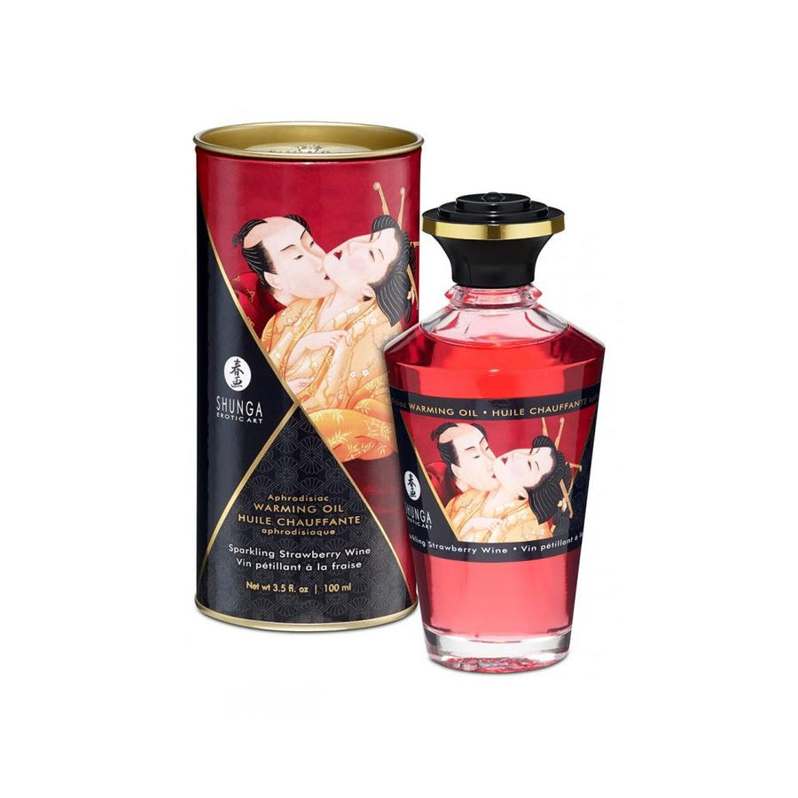 SHUNGA WARMING MASSAGE OIL 100ML - SPARKLING STRAWBERRY WINE